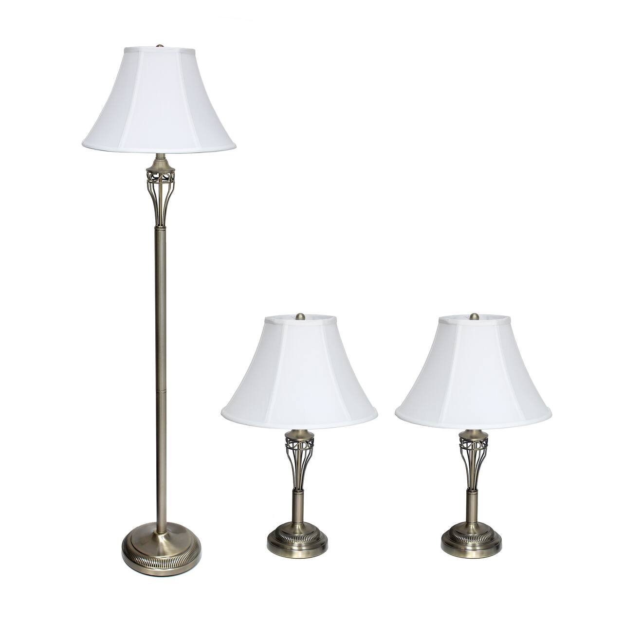 Lalia Home Antique Brass Table and Floor Lamp Set